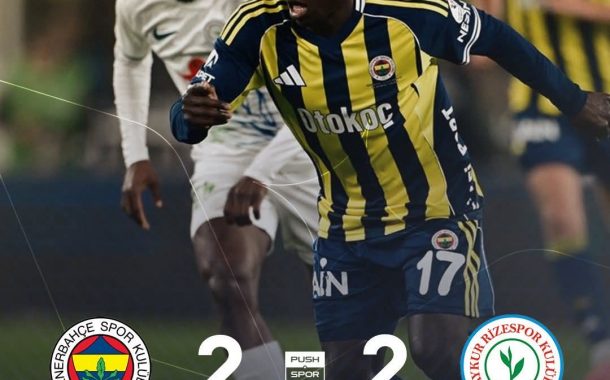 Şampiyonluk yarışında , Fenerbahçe için Rizespor karşısında uzatma dakikalarında önemli bir puan kaybı : 2 – 2