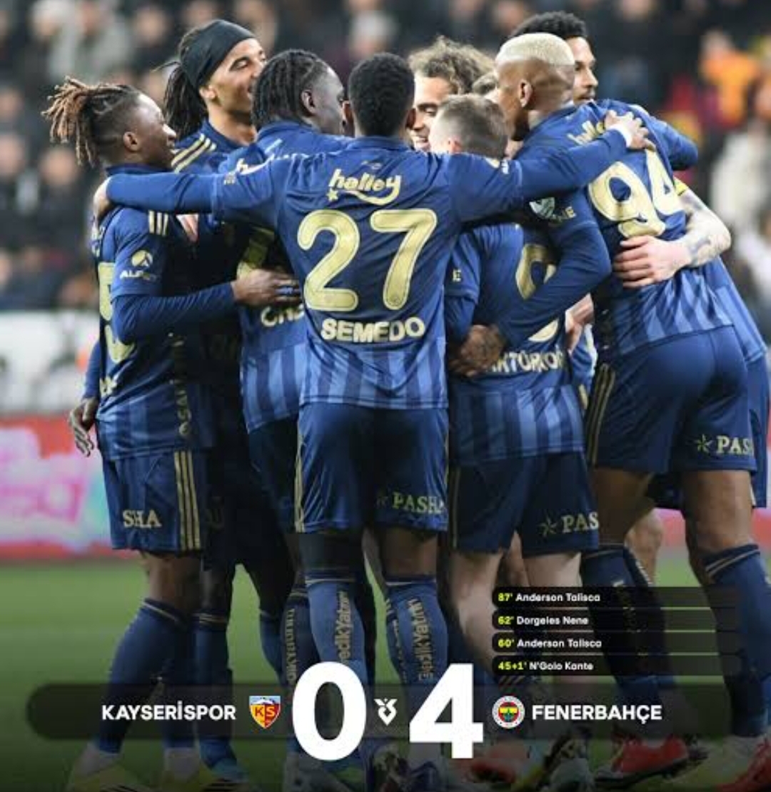 Fenerbahçe , Kayserispor’u deplasmanda farklı yendi : 4 – 0